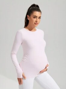 SHEIN Maternity Seamless Yoga Sports Leggings, Activewear Top, Yoga Set For Pregnancy, Fitness, Running, Outdoor Sports