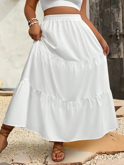 EMERY ROSE Plus Size Casual Solid Color Skirt Maxi Women Fall For Women
