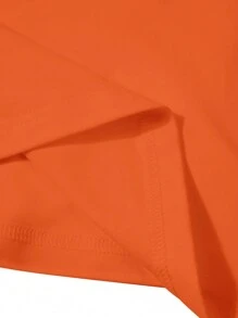 Zolique 舒适数码印花休闲女式 T 恤，带有度假和休闲主题设计图案 T 恤女式上衣 - 橘色 - 查看 3