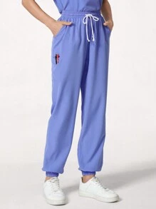 TaskEZ Pantalón de uniforme de unicolor con cordón en la cintura y puños en los tobillos