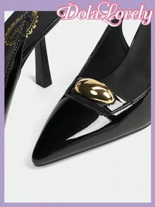 Dola Lovely 女士蝴蝶结装饰高跟鞋，酒红色秋季款 - 黑色 - 查看 4