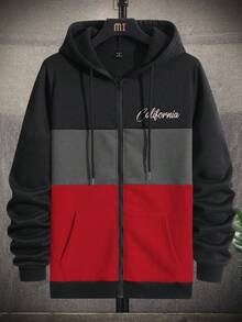 Manfinity Homme Áo hoodie dài tay thường ngày có khóa kéo phía trước màu trơn dành cho nam - Nhiều màu - Xem 2