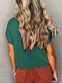 Acelitt Women's Solid Color Minimalist Kangaroo Pocket Bat Wing Knitted Sweater, Autumn