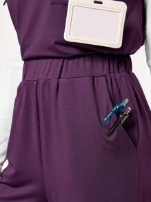 TaskEZ V-Neck Cap Sleeve Top And Pockets Pants Scrub Uniform Set - Multicolor - View 7