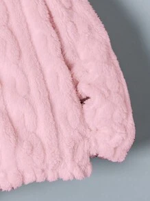 Tween Girl Fuzzy Winter Jacket, Warm Fleece Material, Long Design, Comfortable Fit, Classic