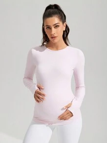 SHEIN Maternity Seamless Yoga Sports Leggings, Activewear Top, Yoga Set For Pregnancy, Fitness, Running, Outdoor Sports