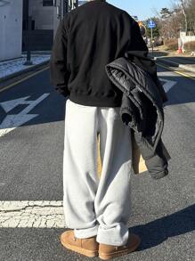 DAZY Sudadera informal de cuello alto de manga larga con estampado de letra y gráfico para hombre, otoño
