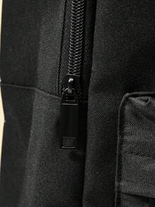 SmileyWorld® | SHEIN Cute Cartoon Expression Pattern Casual Backpack, Black Bag, School Backpack - Multicolor - View 8