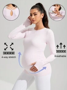 SHEIN Maternity Seamless Yoga Sports Leggings, Activewear Top, Yoga Set For Pregnancy, Fitness, Running, Outdoor Sports