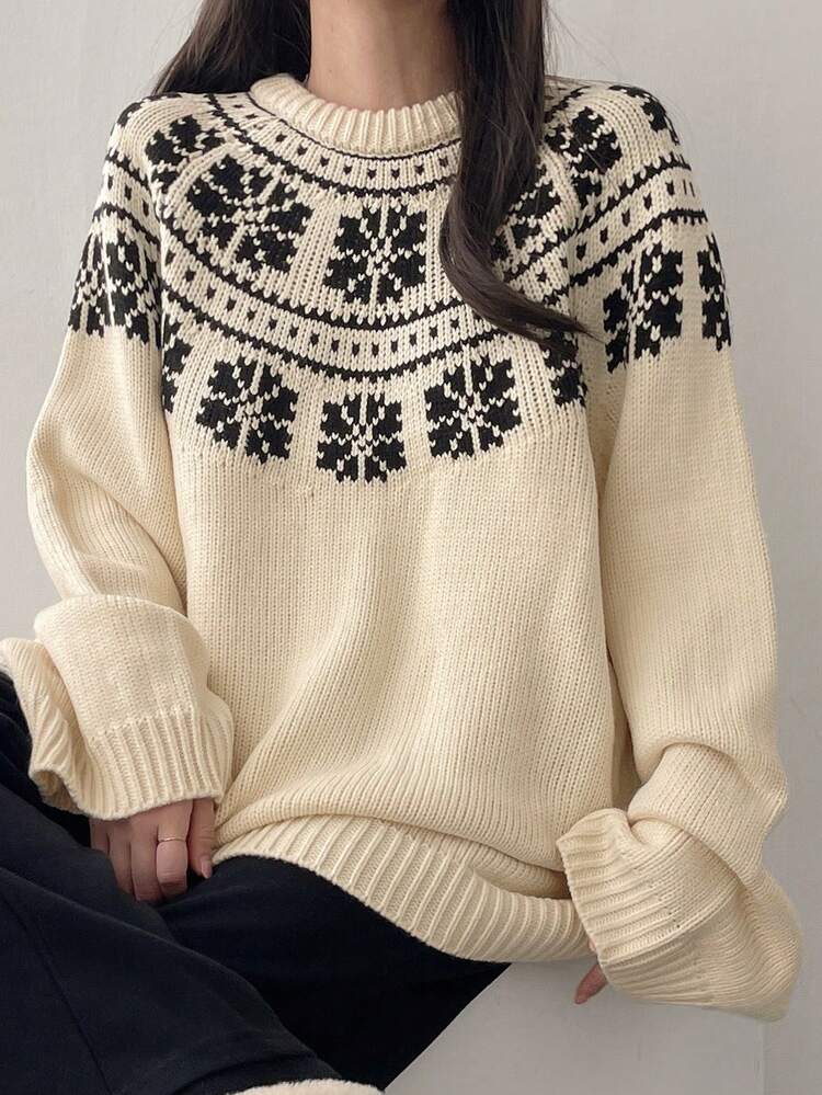 Suéter holgado de cuello redondo con estilo bohemio para mujer, ropa de otoño