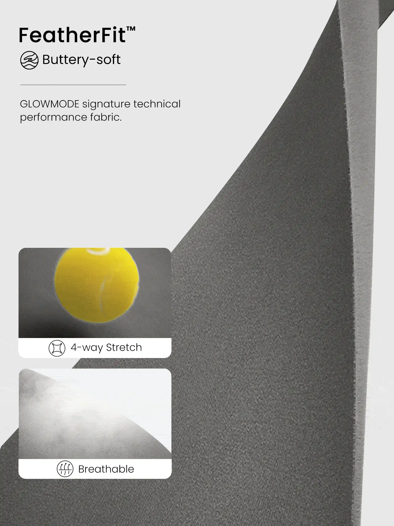 GLOWMODE FeatherFit™ 宽腿超高腰侧开衩裤，带侧袋，低冲击力瑜伽日常穿着 - 灰色 - 查看 5