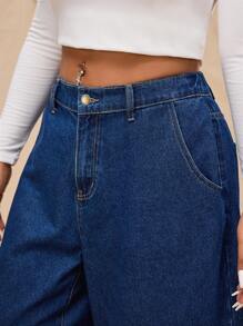 Forever 21 Plus Size Women's Wide Leg Cropped Denim Jeans - Blue - View 3