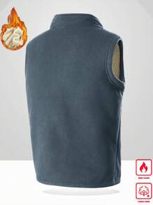 Manfinity Homme Men's Autumn And Winter Sleeveless Fleece Vest Embroidered Black Cardigan Jacket Warm Bottoming Top