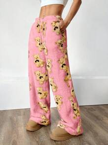 SHEIN EZwear 1 quần ống đứng mềm mại cho nữ, màu hồng - Hồng - Xem 5