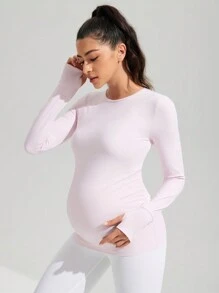 SHEIN Maternity Seamless Yoga Sports Leggings, Activewear Top, Yoga Set For Pregnancy, Fitness, Running, Outdoor Sports