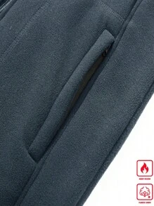 Manfinity Homme Men's Autumn And Winter Sleeveless Fleece Vest Embroidered Black Cardigan Jacket Warm Bottoming Top