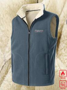 Manfinity Homme Men's Autumn And Winter Sleeveless Fleece Vest Embroidered Black Cardigan Jacket Warm Bottoming Top