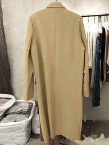 Women's Casual Elegant Commute Solid Color Faux Pocket Turndown Collar Long Sleeve Blazer - Khaki - View 2