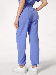 TaskEZ Pantalón de uniforme de unicolor con cordón en la cintura y puños en los tobillos