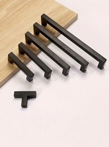 1pc Black Cabinet Handle, Matte Black T-Shaped And Square Stainless Steel Kitchen Handle, Furniture Hardware ,Door Knob Cabinet Wardrobe Drawer Pull,Cabinet Pulls Christmas For Holiday Gift Giving