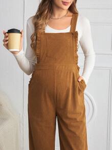 SHEIN Peto de unicolor con bolsillo delantero, ribete de volantes para maternidad