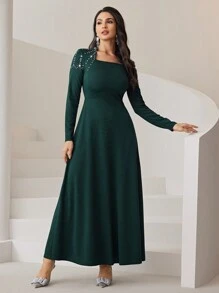 Modelyn Women Rhinestone Decorated Dress - Green - View 5