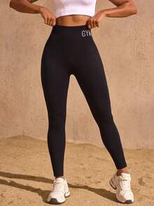 Lifespree Damskie bezszwowe legginsy z wysokim stanem - Czarne - Zobacz 3