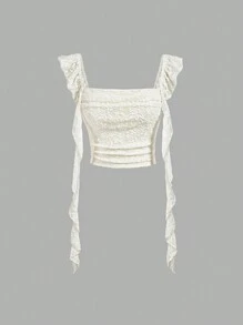 SHEIN MOD Áo ruy băng thanh lịch màu mơ cho nữ, Áo thu, Áo dễ thương, Áo dự tiệc, Áo cướp biển, Mùa thu/Đông, Dạ hội, Đi chơi, Quần áo Hippie, Áo dự tiệc - Màu be - Xem 1