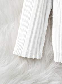 SHEIN Young Girl's Asymmetric Strap Dress And Stand Collar Long Sleeve Ribbed T-Shirt Casual Set - Black and White - View 6