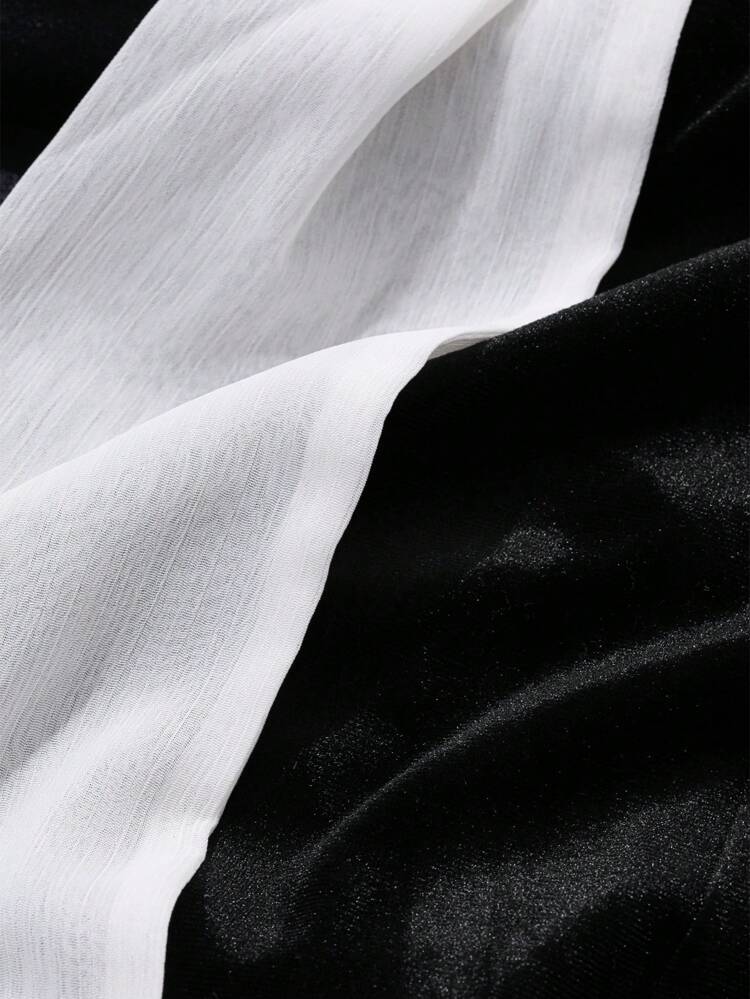 Long Sleeve Color Block Loose Bow Tie Collar Women Shirt,Fall Clothes