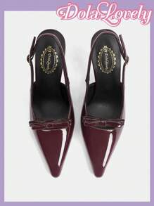 Dola Lovely Women's Burgundy Butterfly Decor High Heels With Ankle Strap BURGUNDY Heels Spring Shoes Spring Break Easter