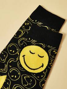 SmileyWorld® | SHEIN 1pair Men's Mid-Calf Socks With  Face Pattern