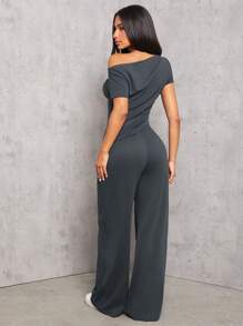 SHEIN PETITE Dark Gray Knitted Women's Slim Fit Suit - Grey - View 3