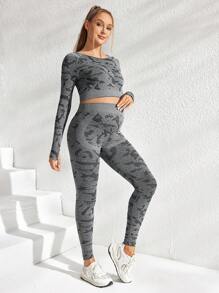 SHEIN 2pcs Set Maternity Solid Color Patchwork Casual Sports Pants - Dark Grey - View 6