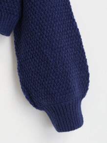SHEIN Unity Áo khoác cardigan dáng rộng, đơn sắc, buộc dây phía trước, thường ngày, thu đông cho nữ - Màu xanh hải quân - Xem 4