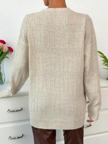 SHEIN Cottnline Knitwear Elegant Cardigan With Laces And Fancy Buttons - Beige - View 2