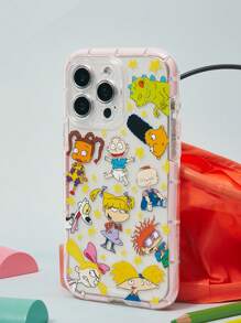 Nick 90s | SHEIN Cartoon Character And Star Print Transparent Phone Case ,Compatible With IPhone