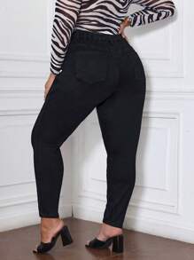 SHEIN CURVE+ Plus Size Sexy Skinny Jeggings Black Stretch Denim Pants