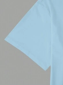 Manfinity Homme Áo thun nam cổ tròn tay ngắn thường ngày cỡ lớn, mùa hè - Màu xanh nhạt - Xem 3