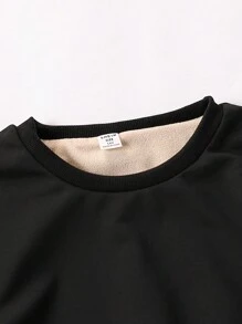 SHEIN 青少年男孩圆领长袖简约运动衫，休闲日常穿着