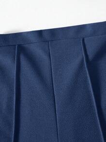 2pcs Teen Girl Urban Casual Patchwork Color-Block 2 In 1 Shirt And Wide-Leg Pants Set - Royal Blue - View 7