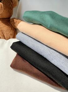 SHEIN Leap Crew 男婴 5 件装百搭纯色长袖 T 恤，休闲日常穿着基本款上衣，黑色、灰色、卡其色、棕色、绿色多色 - 彩色 - 查看 8