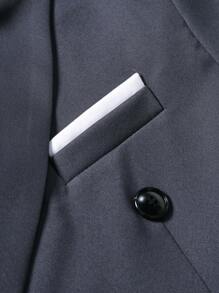 Manfinity Mode Men's Spring/Autumn Stand Collar Double-Breasted Long Sleeve Casual Business Suit Jacket,Fall Men Clothes,Men Casual Turndown Collar Blazer Jacket