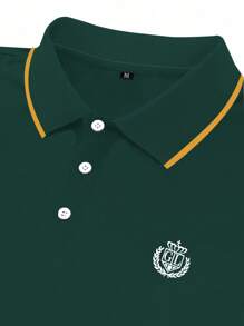 Manfinity Mode Áo thun polo tay ngắn họa tiết sọc khối màu dành cho nam - màu xanh lá - Xem 5