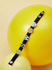 SmileyWorld® | SHEIN Pulseira com letras brilhantes de strass e padrão de desenho animado