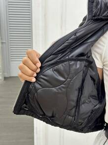 Slaydiva Tween Girl Casual Hooded  Cardigan Jacket, Fall/Winter - Black - View 5