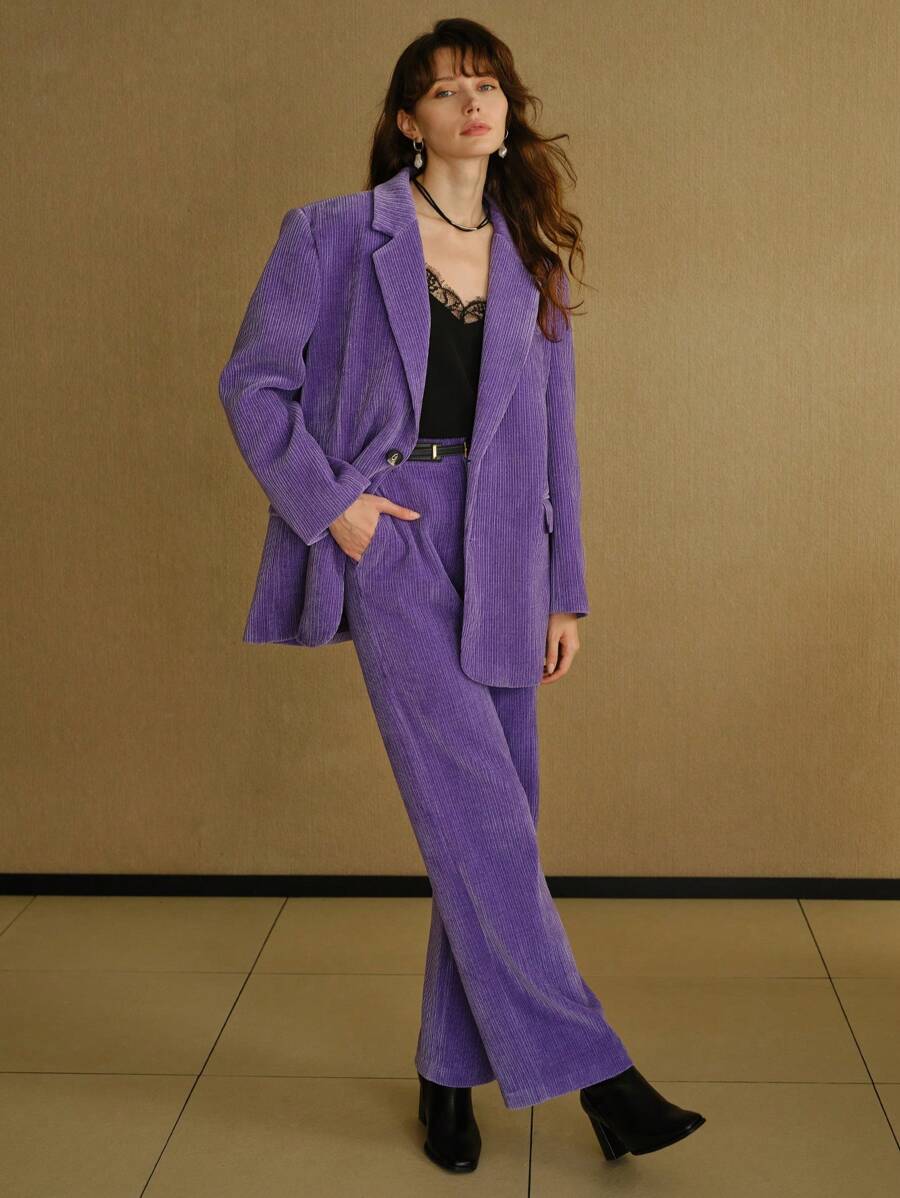 MOTF STUDIO SOLID SLANT POCKET STRAIGHT LEG SUIT PANTS