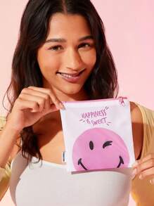 SmileyWorld® | SHEIN 2pcs Set Amusing Cartoon Expression Pattern Zipper Storage Bag