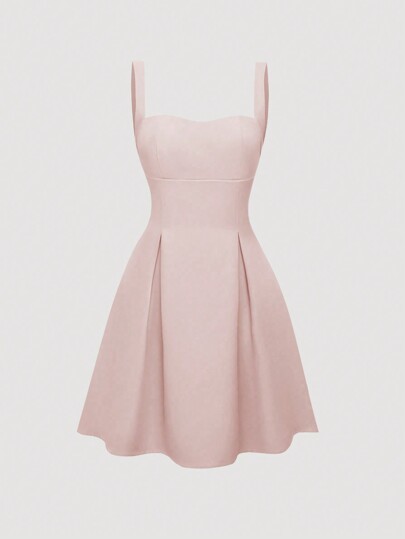 Elenzga فستان صيفي/ عطلة النساء معتدل الخصر منخفض الياقة ، قصير ، ملبس مناسب للنساء