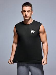 Men's Football Printed Round Neck Undershirt - Black - View 7